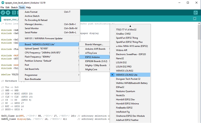 Arduino - E-Paper Rver Level Altert